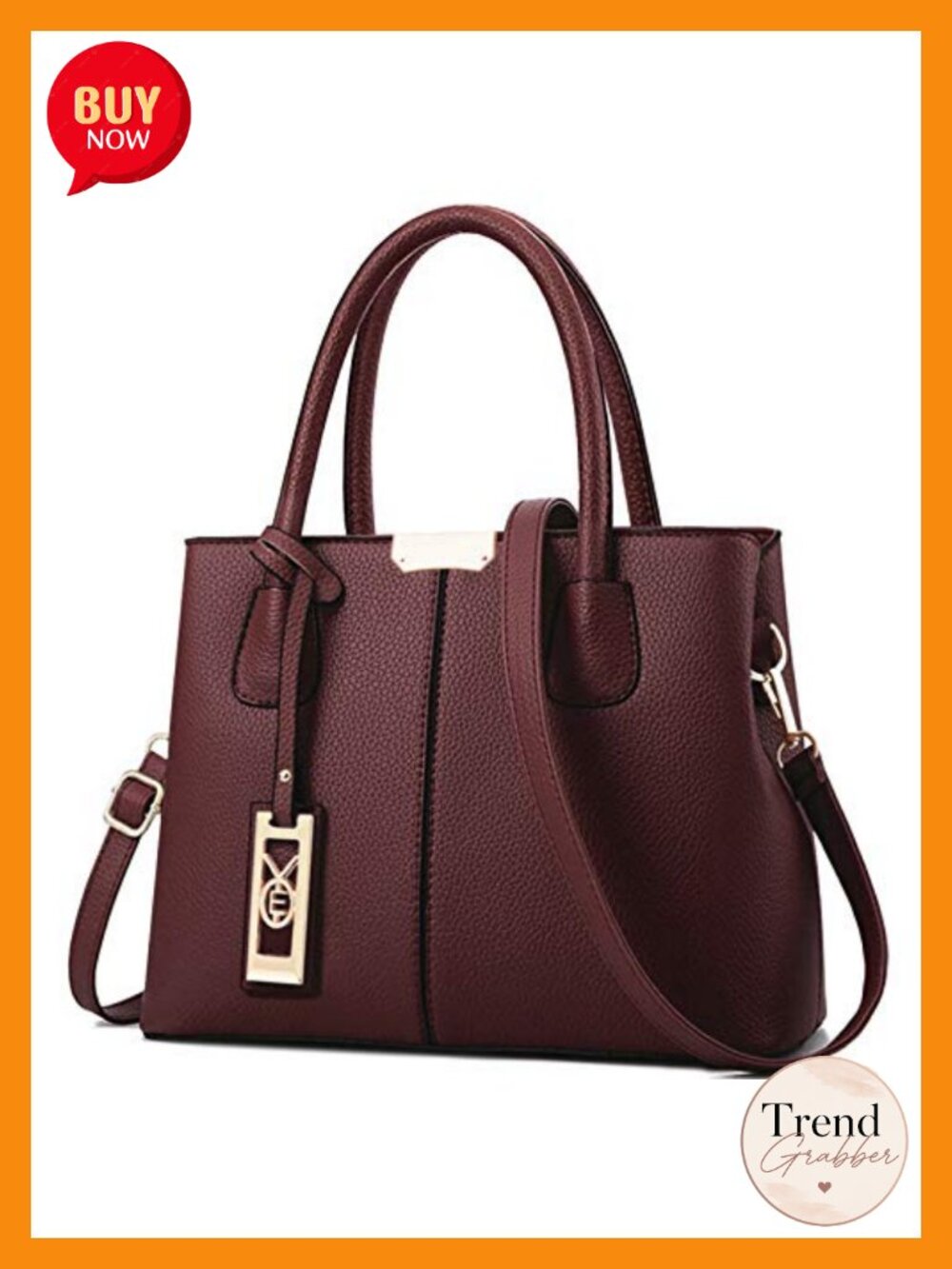 PU Leather Satchel Tote Bag with Top Handle and Shoulder Strap